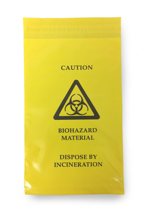 Clickmedical Click Medical Self Seal Waste Bag X Mm Cm1710 - Yellow 205 X 305MM - Customisable Essentials