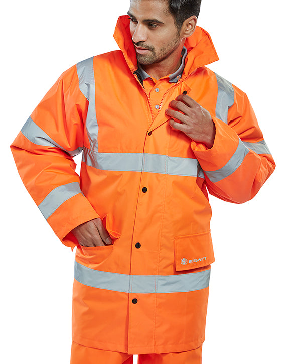 Beeswift Constructor Hi Vis Jacket Ctjeng - Orange - Customisable Jacket