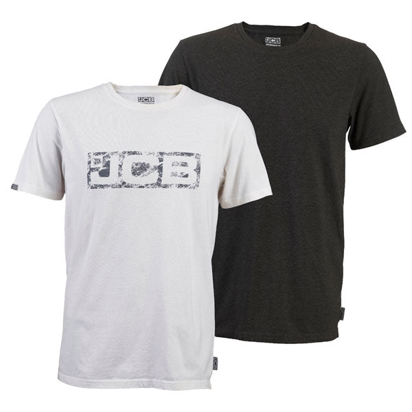 Jcb Workwear Essential Twin Pack T Shirts Daj - White Grey - Customisable T-Shirt