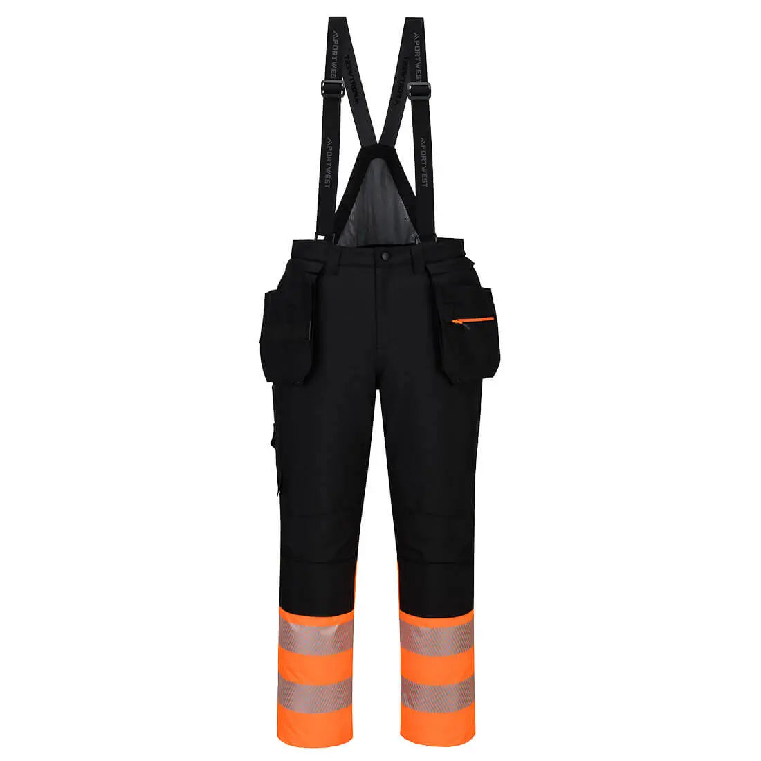 Dx4 Hi Vis Class 1 Winter Bib And Brace Dx437 - Orange Black - Customisable Bib & Braces