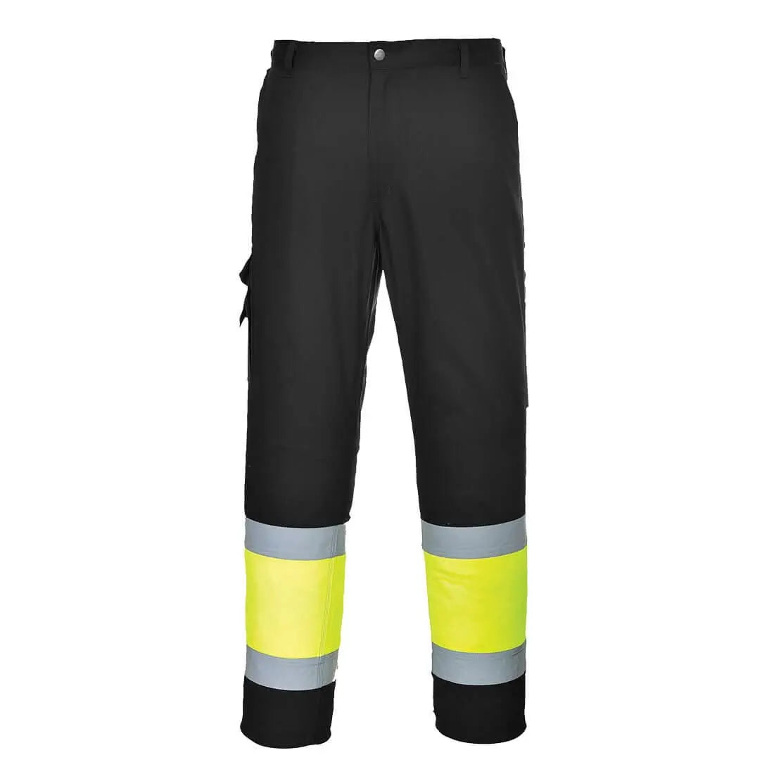 Hi Vis Contrast Class 1 Service Trousers E049 - Yellow Black - Customisable Service Trousers
