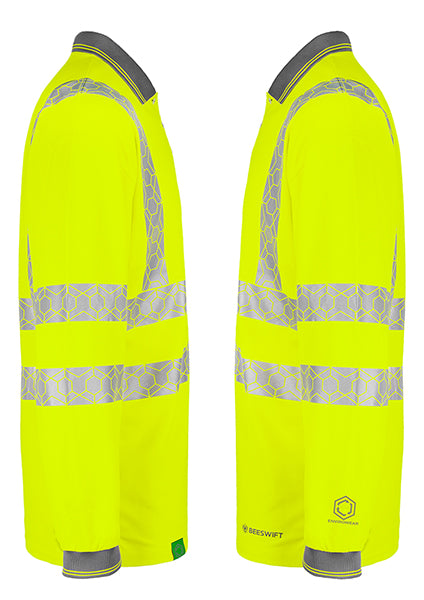 Envirowear Beeswift Envirowear Hi Vis Long Sleeve Recyclable Polo Shirt Ewcpkls - - Customisable Polo Shirts