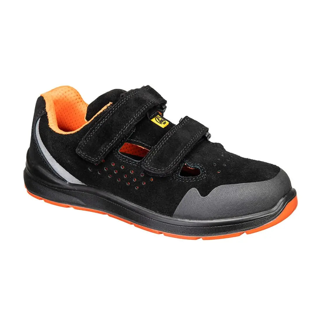 Steel Cow Suede Sandal S1 P Esd Sr Fo Fe08 - Black Grey - Customisable Sandals