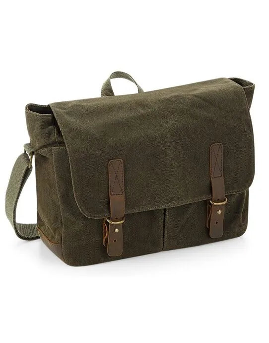 Quadra Heritage Waxed Canvas Messenger qd653 - - Customisable Bags