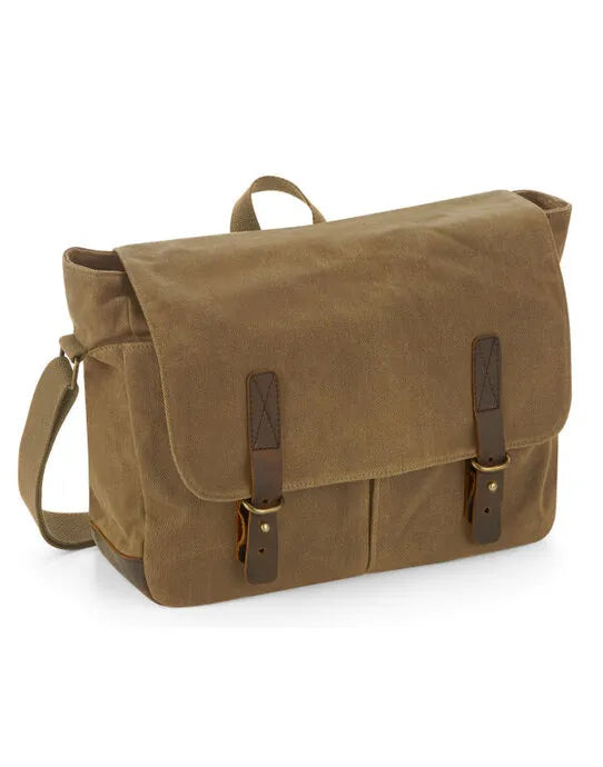 Quadra Heritage Waxed Canvas Messenger qd653 - - Customisable Bags