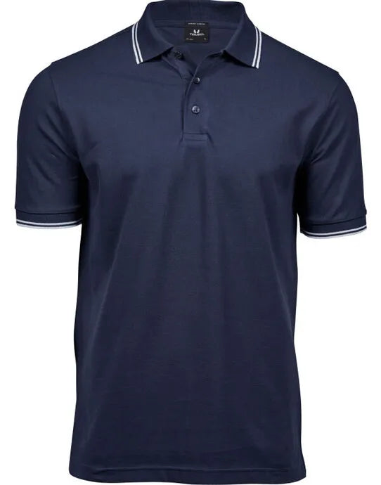 Tee Jays Mens Luxury Stripe Stretch Polo TJ1407 - Navy White - Customisable Polos