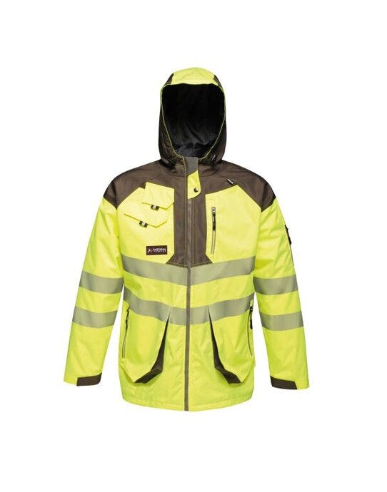 Regatta High Visibility Regatta Hi Vis Parka Jacket - TRA340 - Yellow Grey - Customisable MENS OUTER JACKETS
