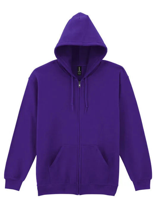 Gildan Heavy Blend Adult Zip Hood Sweat - Purple - 18600 - - Customisable Sweatshirts And Hoodies