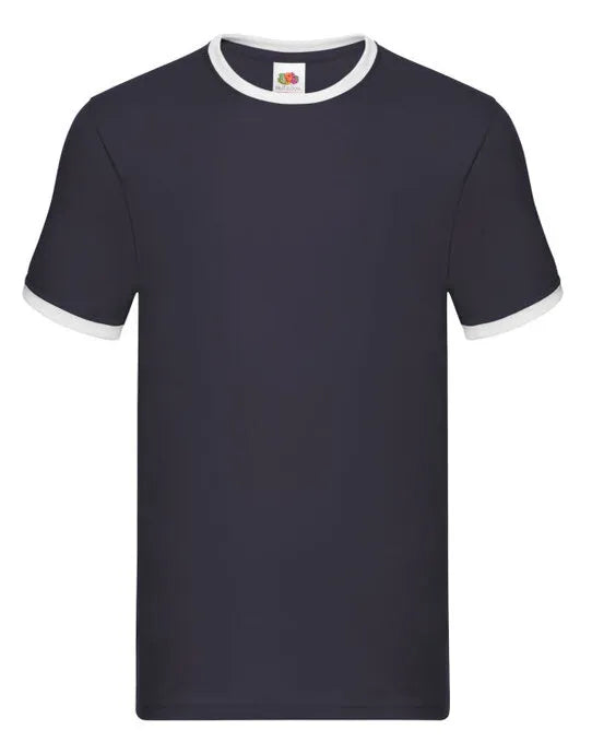 FOTL Mens Valueweight Ringer T 61168 - Navy White - Customisable T-Shirt