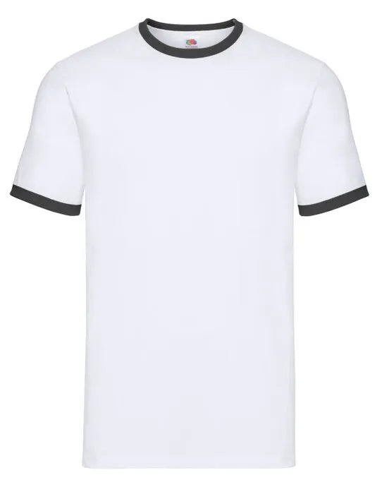 FOTL Mens Valueweight Ringer T 61168 - White Black M - Customisable T-Shirt