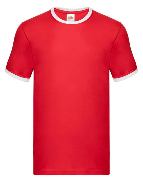FOTL Mens Valueweight Ringer T 61168 - Red White - Customisable T-Shirt