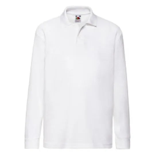 Kids 6535 Long Sleeve Polo 63201 - White - Customisable Polos