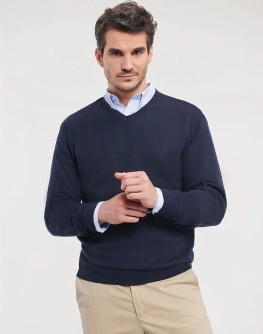 Russell Collection Mens VNeck Pullover 710m - - Customisable Corporate Wear