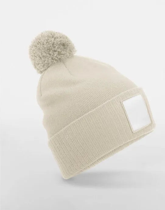 Beechfield Appliqué Patch Pom Beanie B338R - - Customisable Beanies