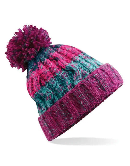 Beechfield Corkscrew Pom Pom Beanie B486 - - Customisable Beanies