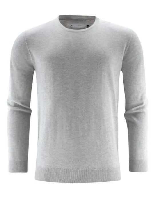 James Harvest Ashland U Neck Knit Sweat HAR2112512 - Grey Melange - Customisable Sweatshirts