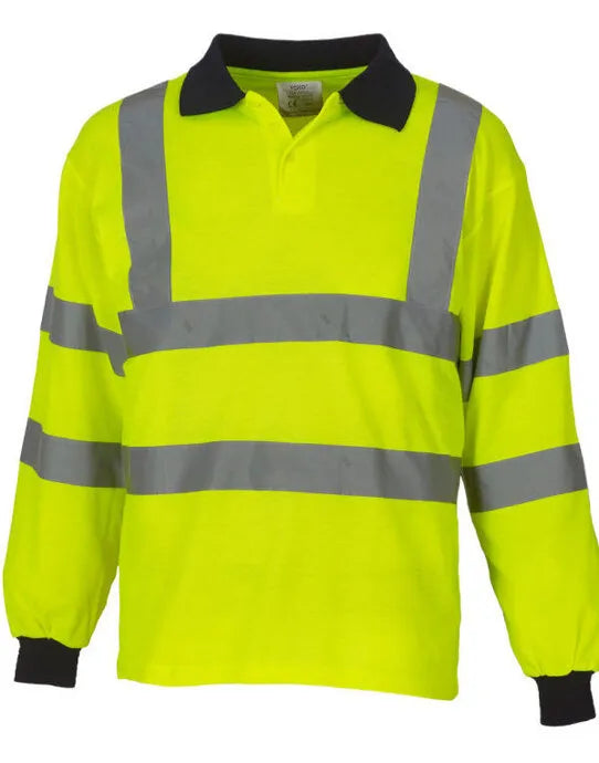 Yoko HV 2 Band Long Sleeve Polo hvj310 - - Customisable Hi-Vis Polos