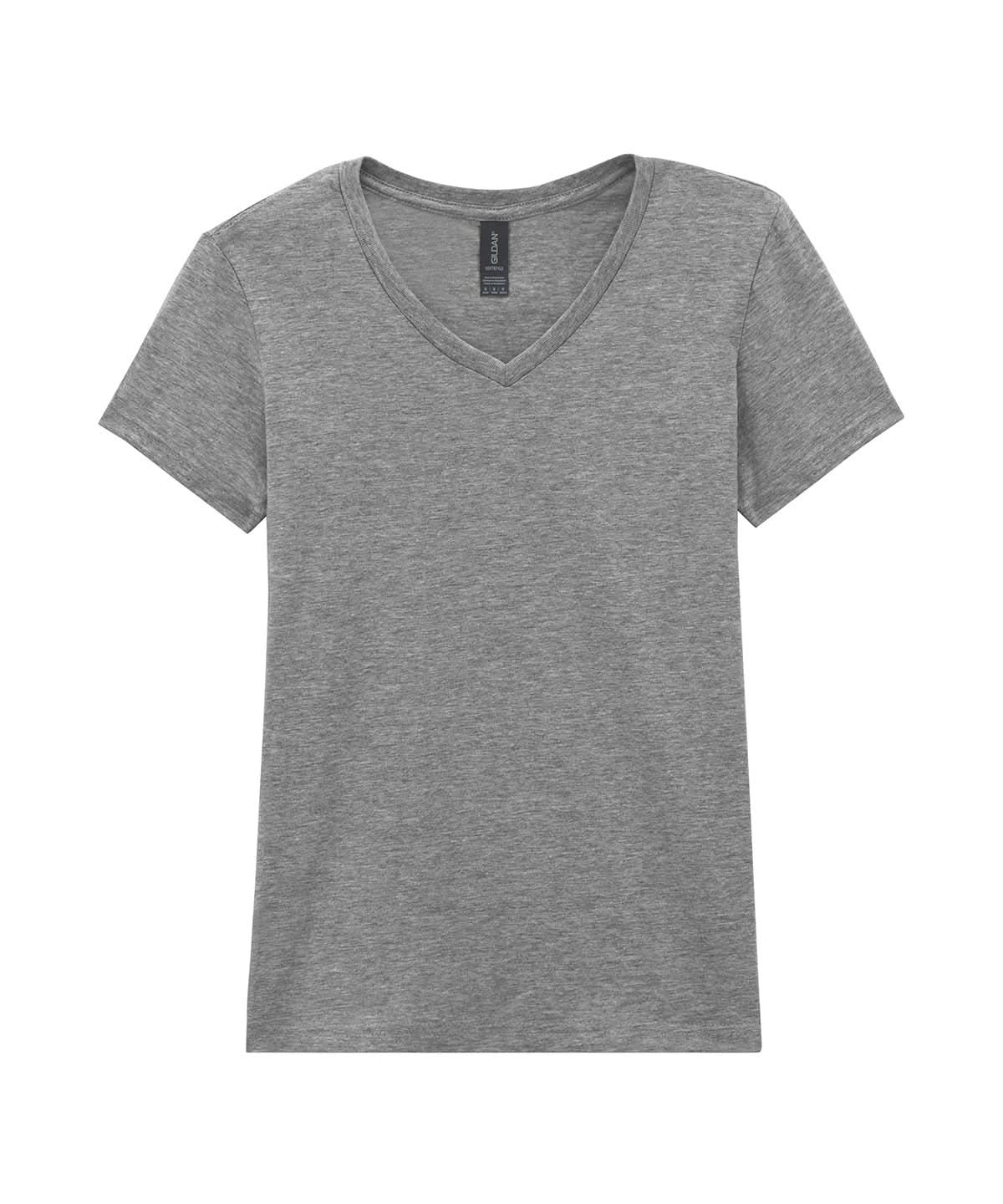 Gildan Softstyle Womens V Neck T Shirt GD078 - Sports Grey - Customisable T-Shirt