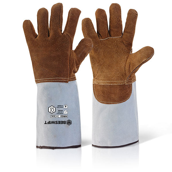 Beeswift High Quality Heat Resistant Guantlet Gloves 18" - - Customisable Welders Gauntlets