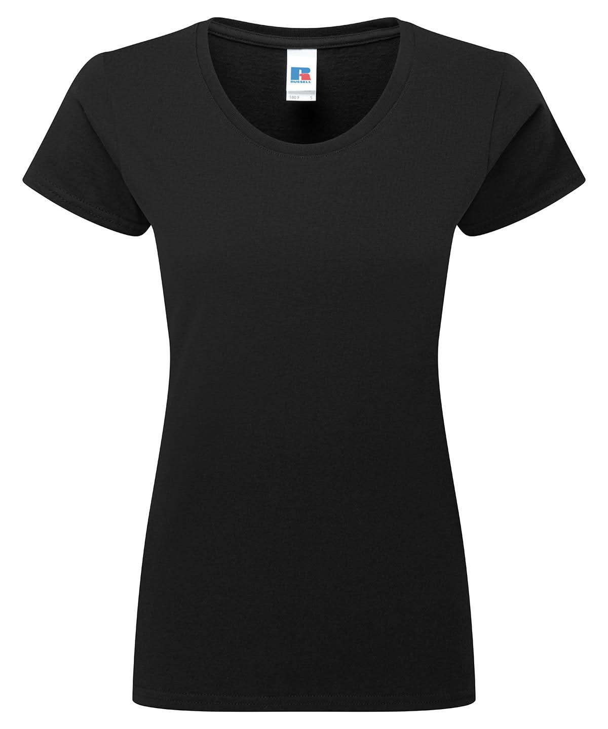 Russell Short Sleeve Europe Womens authentic classic t shirt J180F - Black - Customisable T-Shirt