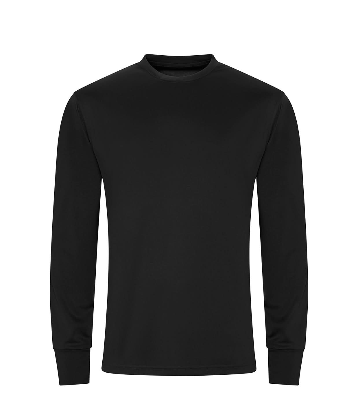 AWDis Just Cool Long sleeve active T JC023 - Jet Black - Customisable T-Shirt
