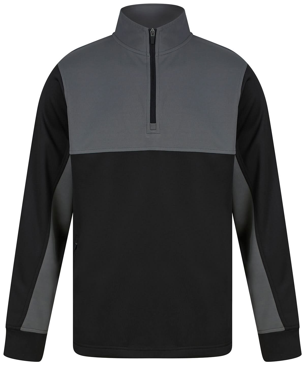 Finden & Hales Adults o Zip Tracksuit Top LV874 - Black Gunmetal Grey - Customisable Trackwear
