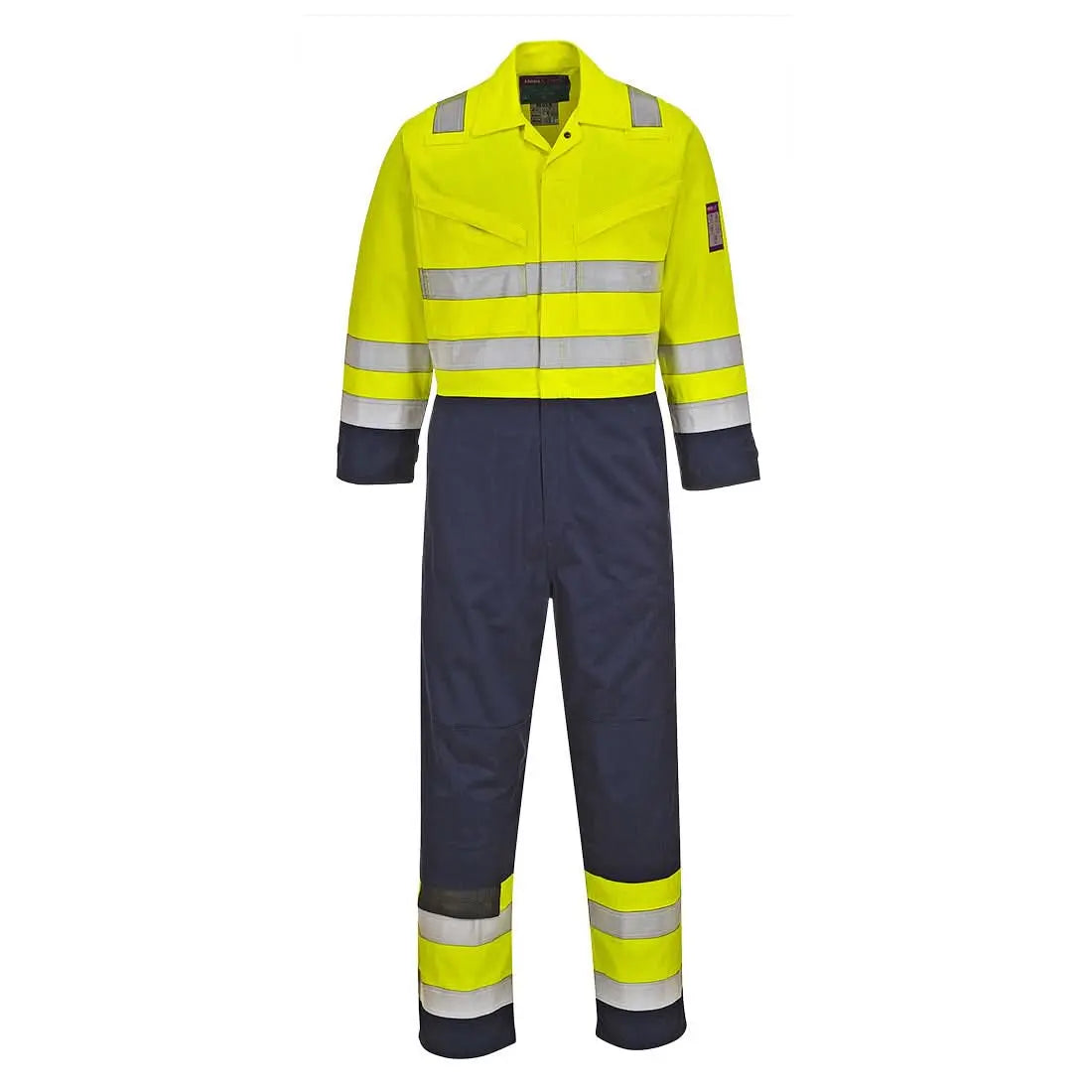 Modaflame Work Hi Vis Multi Norm Contrast Fr Coverall Mv28 - Yellow Navy Tall - Customisable Coveralls