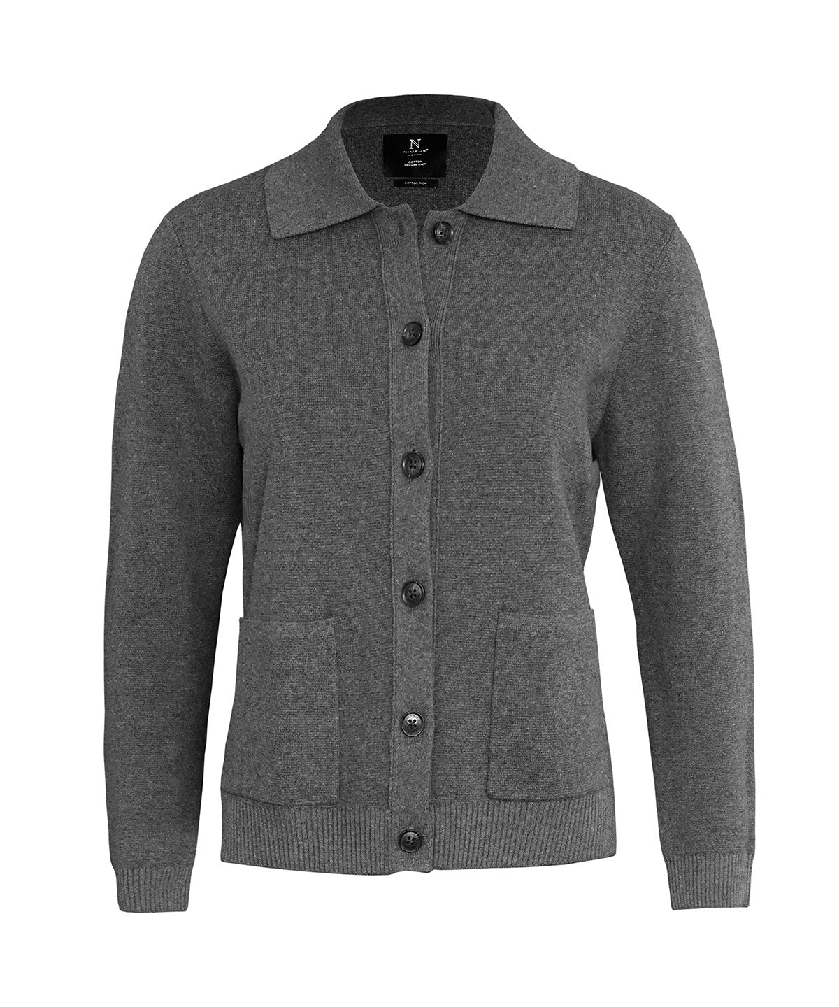 Women’s Wilton – refined Milano knit overshirt - N148F - Dark Grey Melange - Customisable Shirts