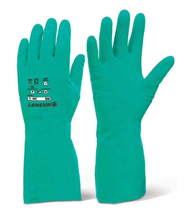 Beeswift Nitrile Rubber Chemical Gloves Ncg - Green - Customisable Nitrile