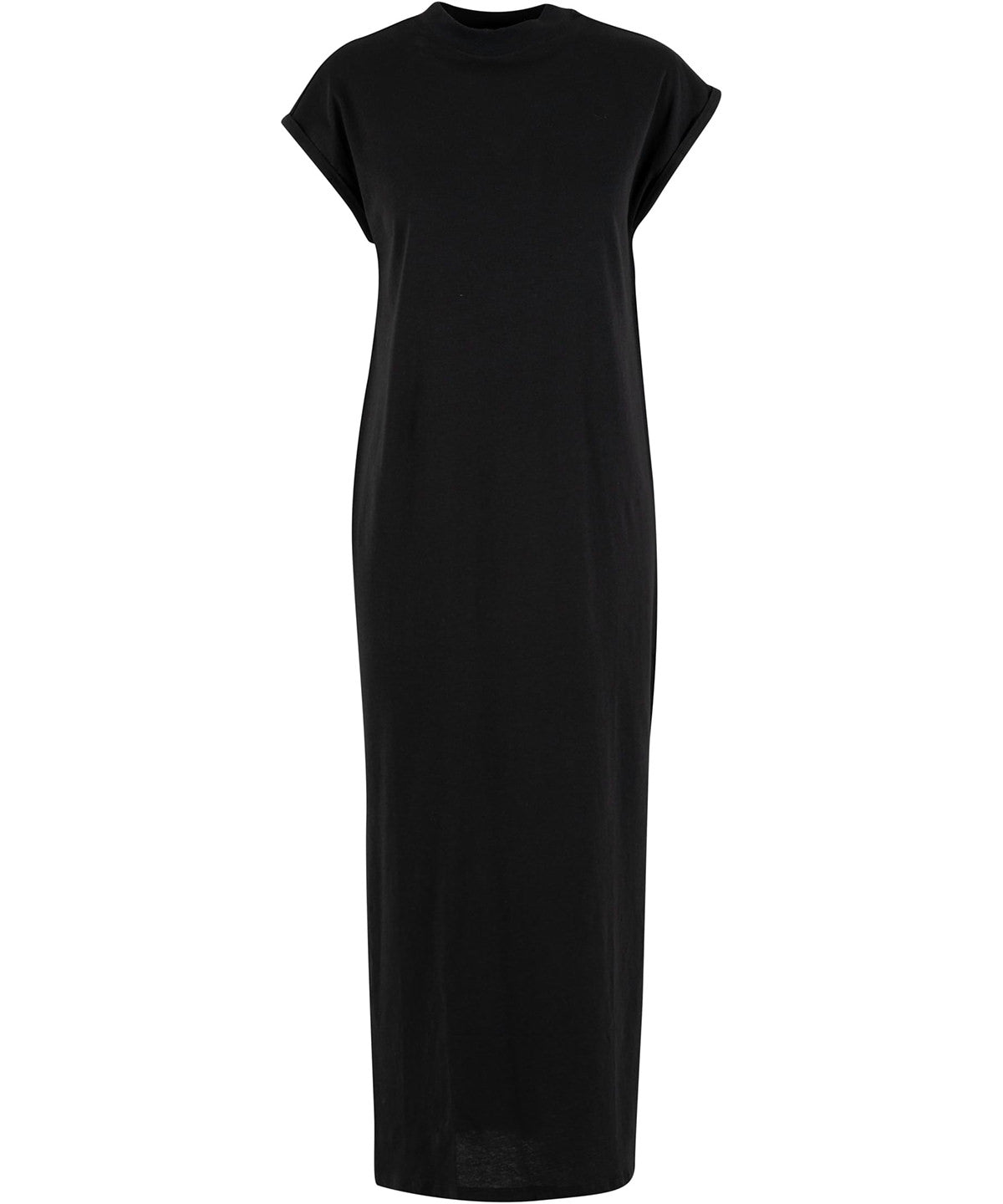 Women’s long extended shoulder dress - NM045 - Black - Customisable Dresses