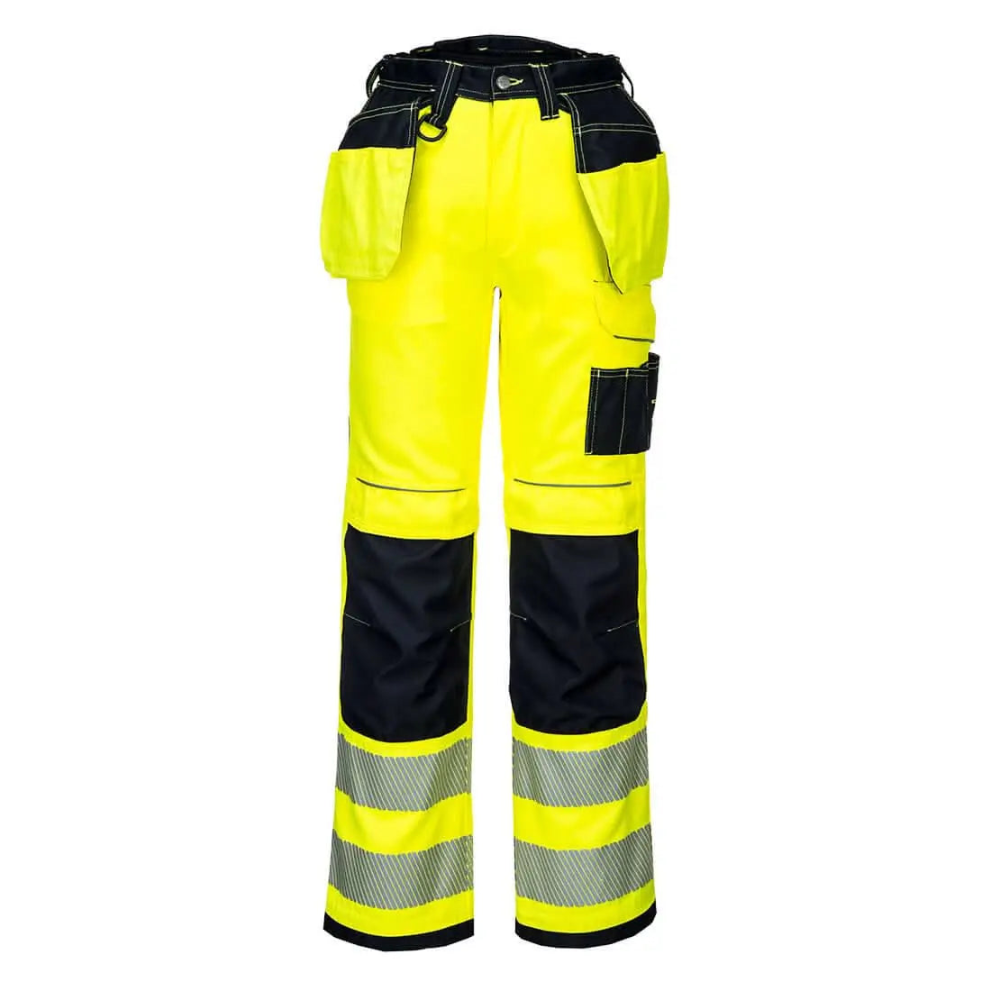 Pw3 Hi Vis Stretch Holster Pocket Trousers Pw306 - Yellow Black - Customisable Holster Trousers