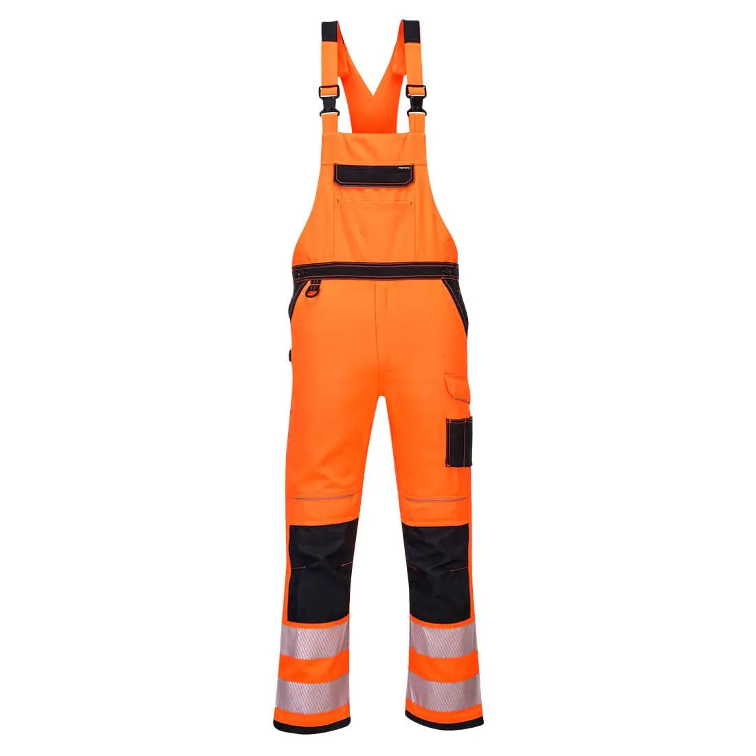 Pw3 Hi Vis Bib And Brace Pw344 - Orange Black - Customisable Bib & Braces