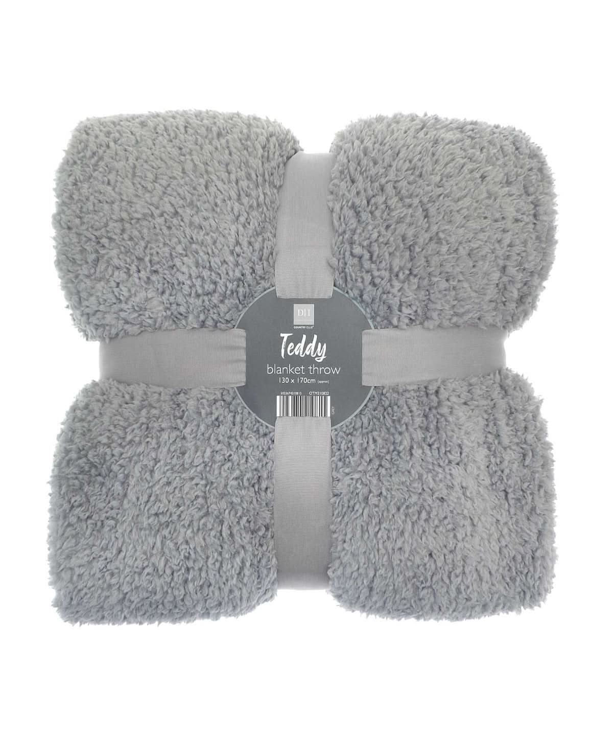 The teddy bear fabric throw - RI010 - Grey One size - Customisable Blanket