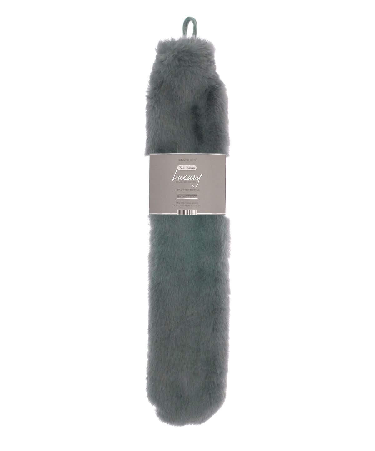 Ribbon Super luxury faux fur long hot water bottle and cover RI022 - Grey One size - Customisable Hot Water Bottles & Covers