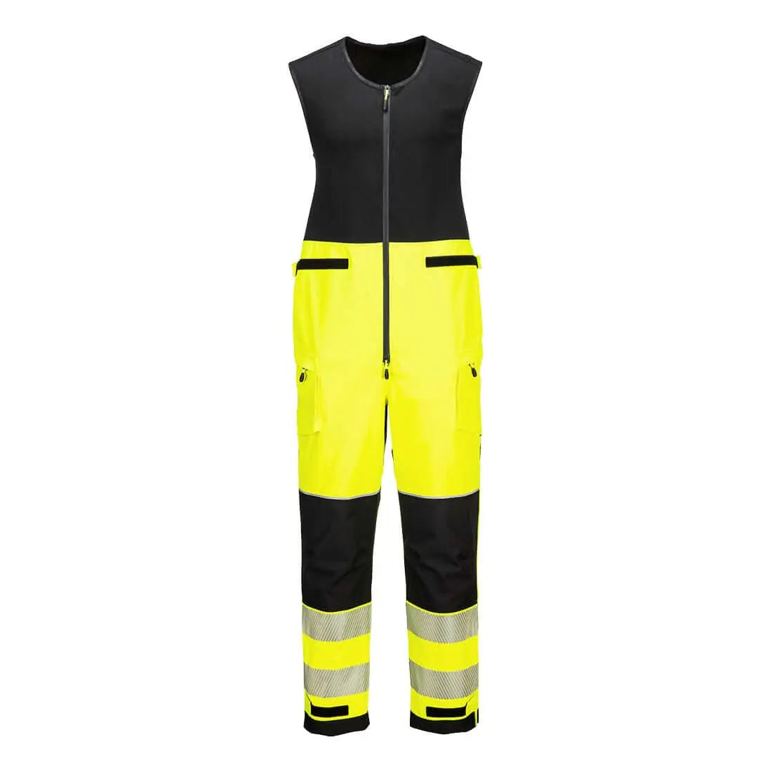 Pw3 Hi Vis Rain Salopettes (3 L) T150 - Yellow Black - Customisable Bib & Braces