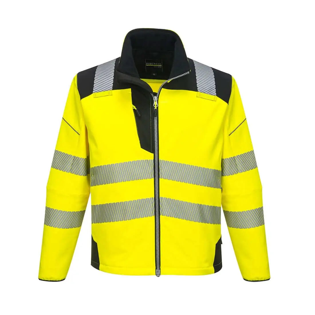 Pw3 Hi Vis Softshell (3 L) T402 - Yellow Black - Customisable Softshell Jackets