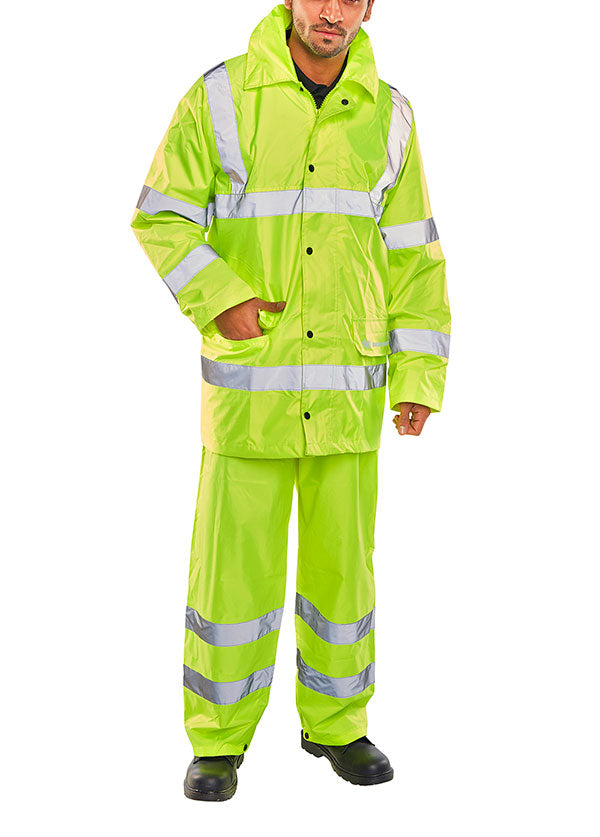 Beeswift Hi Vis Lightweight Waterproof Suit Ts8 - Saturn Yellow - Customisable Suits