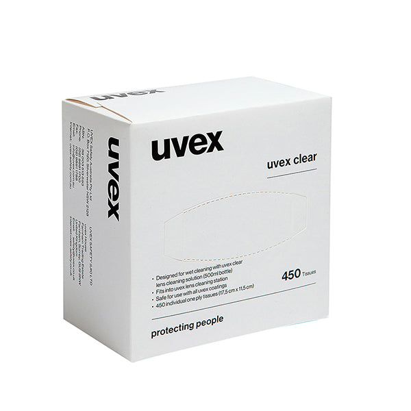 Uvex Lens Cleaning Tissues - 450 Box - - Customisable Eyewear Cleaning