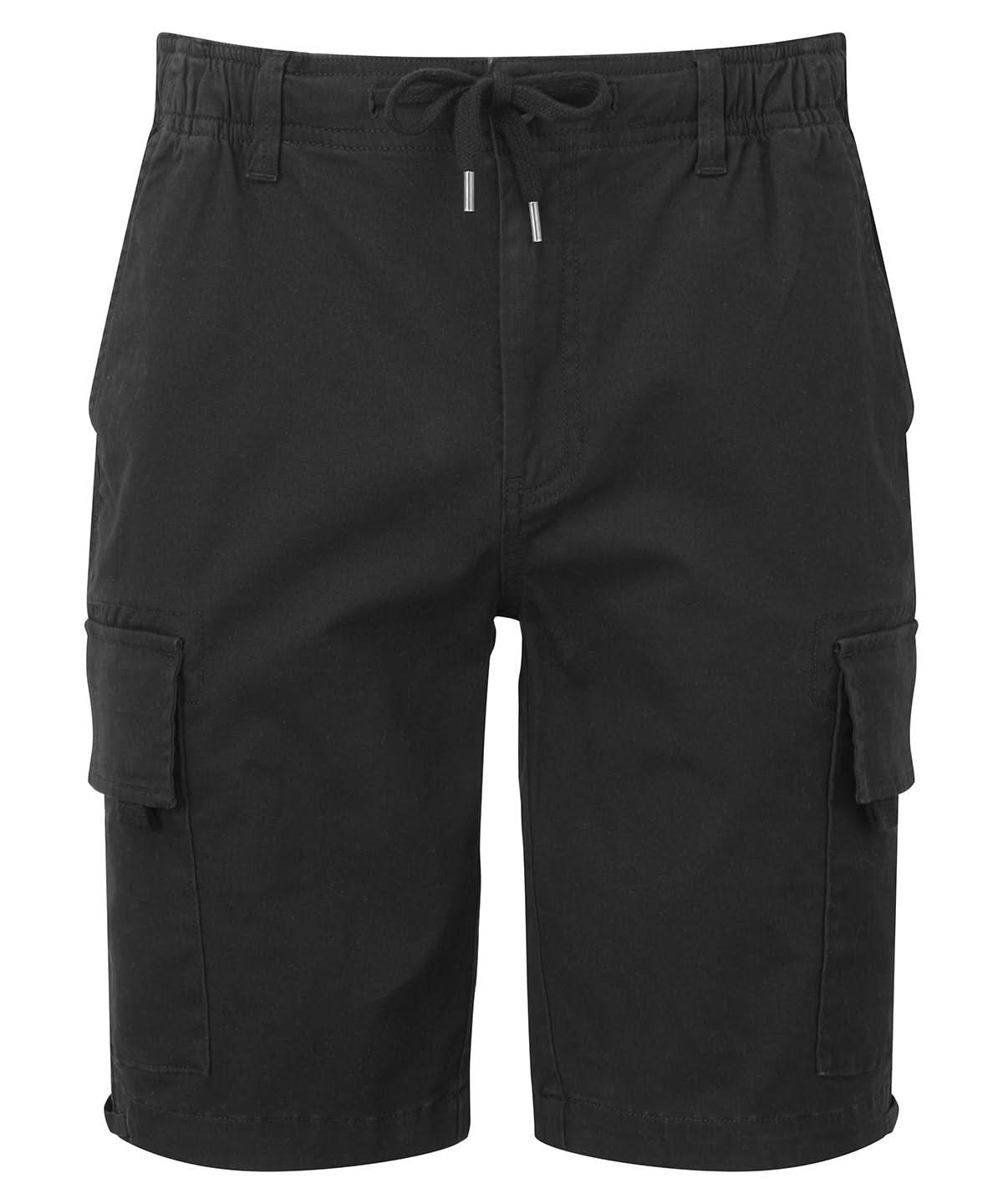 Wombat Mens Drawstring Cargo Utility Shorts WB903 - Black - Customisable Shorts
