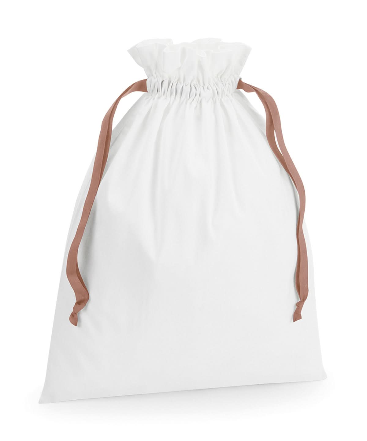 Westford Mill Cotton Gift Bag With Ribbon Drawstring WM121 - Soft White Rose Gold - Customisable Bags
