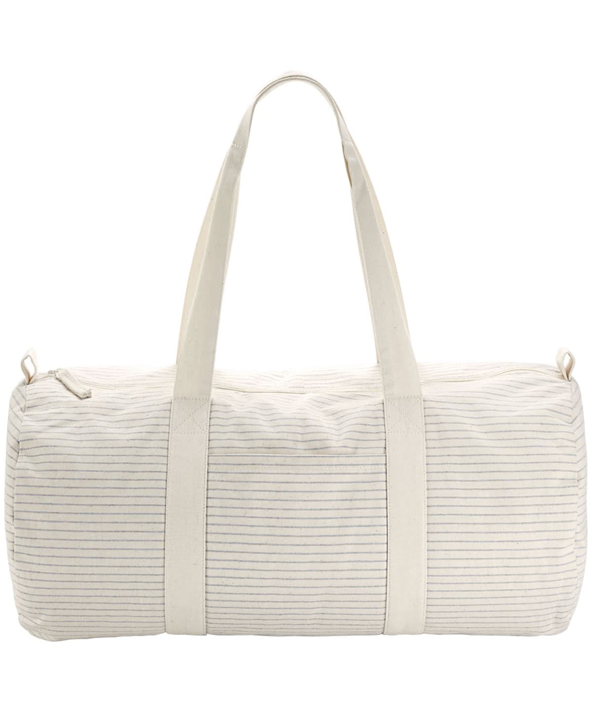 Westford Mill Striped Organic Cotton Barrel Bag WM258 - Grey Stripe One size - Customisable Bags
