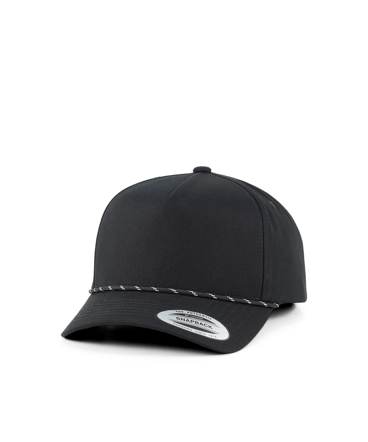 YP Classics retro cotton blend 5-panel snapback cap - YP276 - Black One size - Customisable Caps