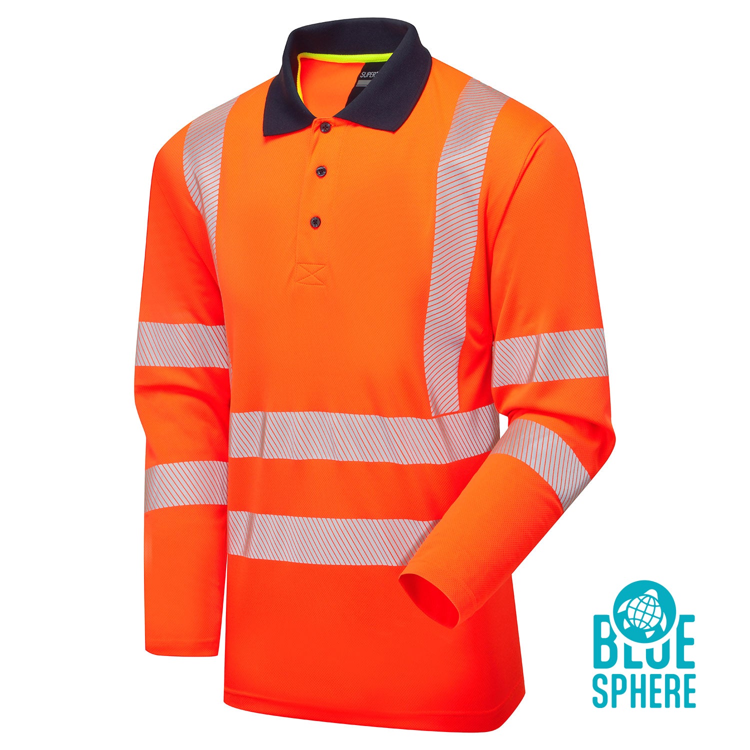 Essentials Hi-Vis Eco CoolMax Orange Long Sleeve Polo - ESS08 - Orange - Customisable SHIRTS