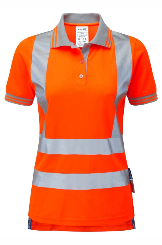 Women's Short Sleeve Polo Shirt Orange Recycled Content - PR701 - 20 - Customisable Polo Shirts
