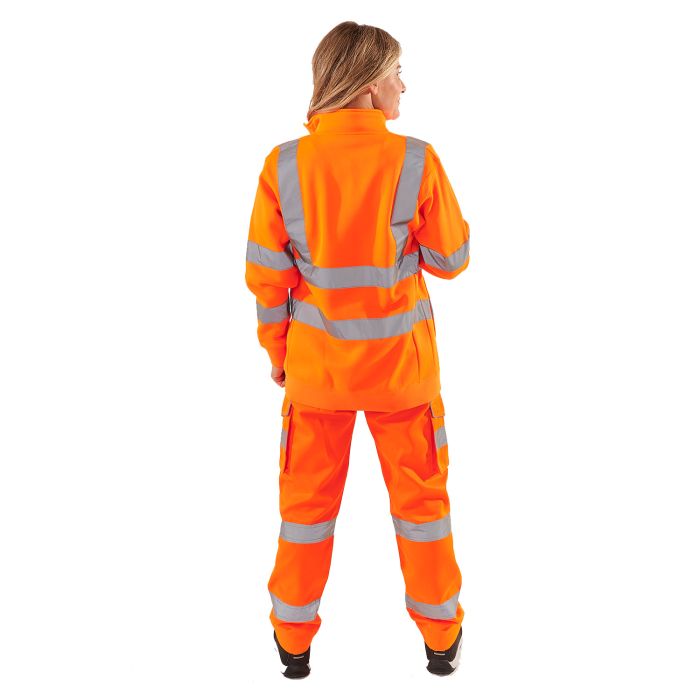 Ladies Hi Vis Orange Eshaal Zipped Sweatshirt - HV315 - - Customisable Top