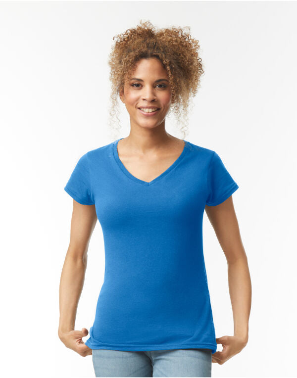Gildan Softstyle Ladies V-Neck T-Shirt 64v00l - Black XL - Customisable T-Shirt