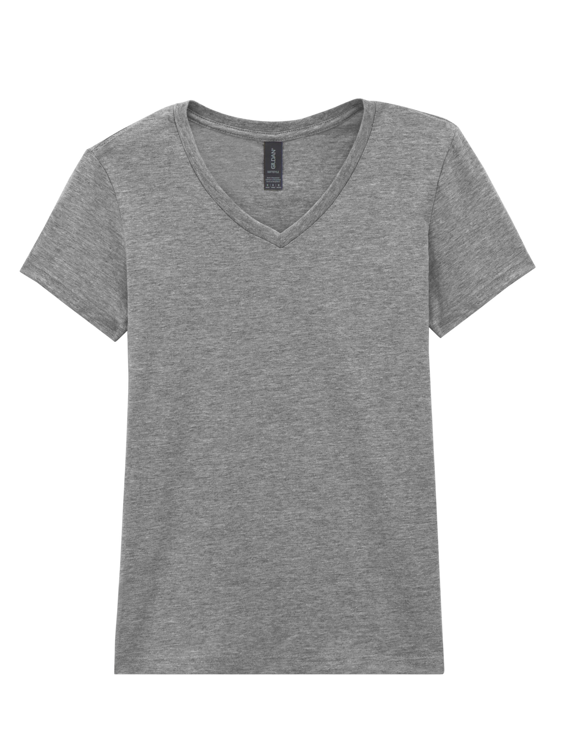 Gildan Softstyle Ladies V-Neck T-Shirt 64v00l - Sport Grey (RS) - Customisable T-Shirt