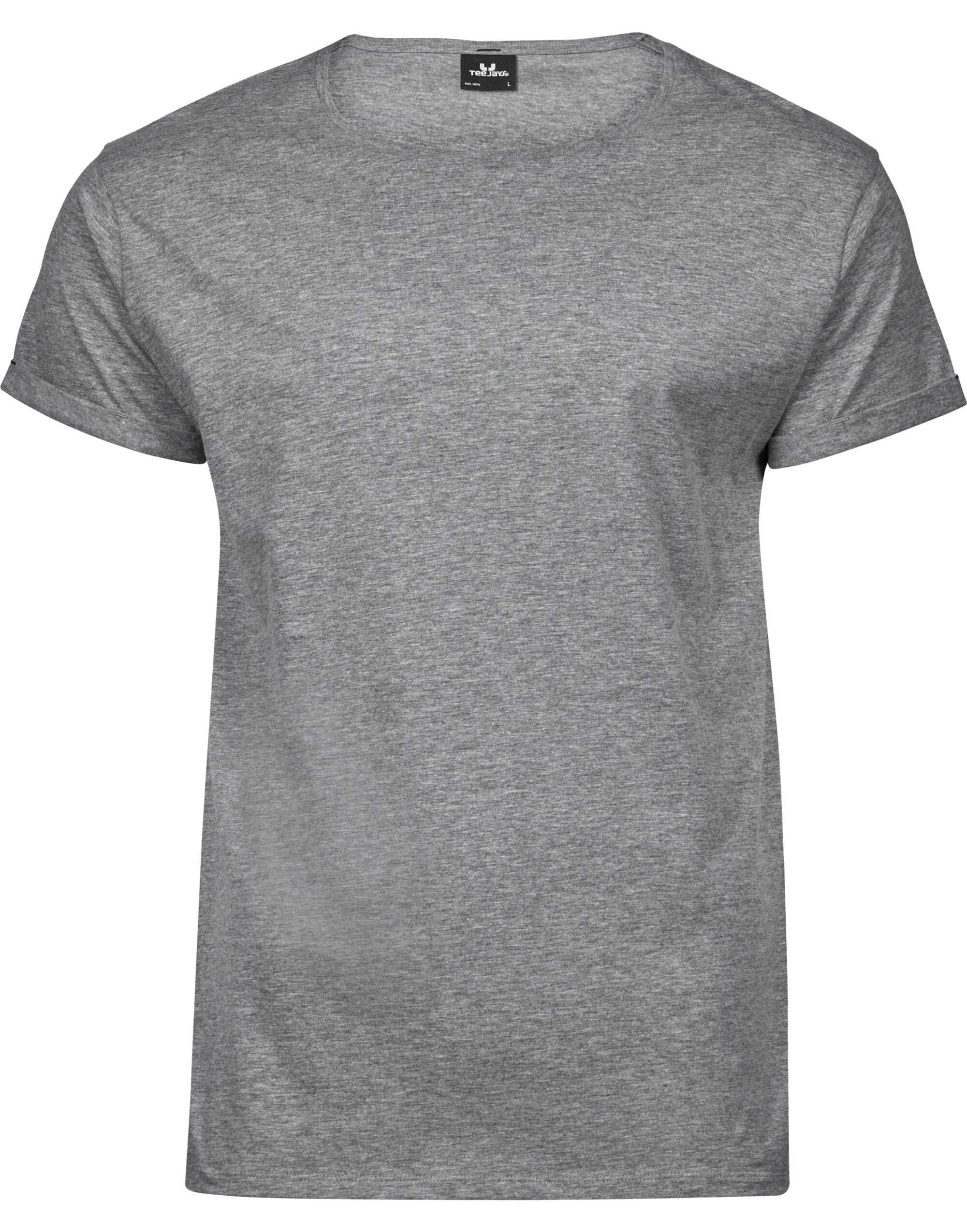 Tee Jays Mens Roll Up Sleeve Tee TJ5062 - Heather Grey - Customisable T-Shirt