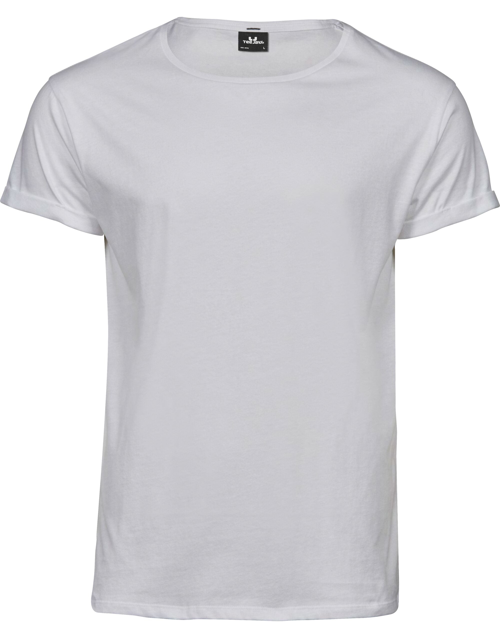 Tee Jays Mens Roll Up Sleeve Tee TJ5062 - White - Customisable T-Shirt