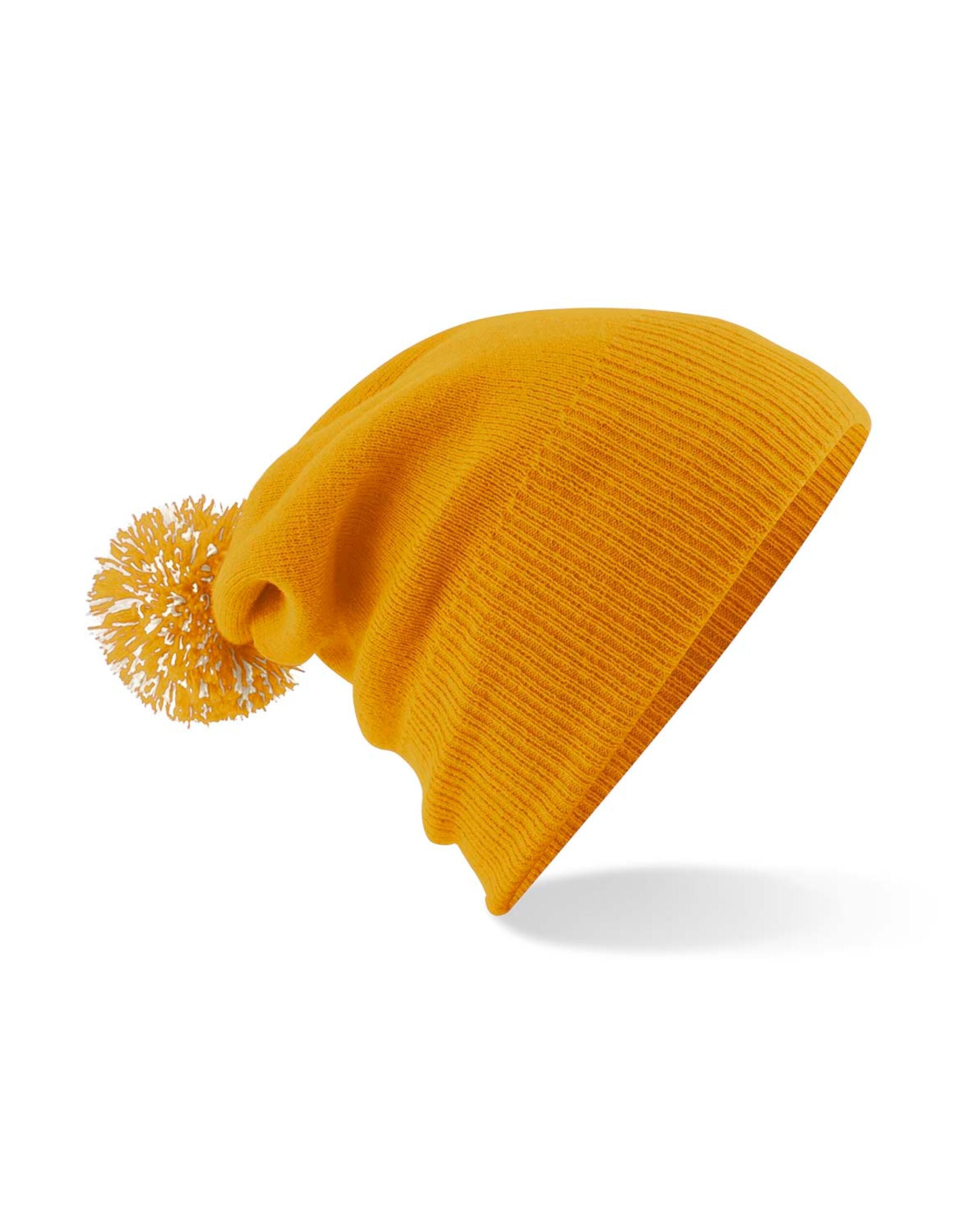 24 x Premium Ribbed Cuff Beanies + Free Stitched Logo - B450 - Mustard Off White O S - Customisable Bundle